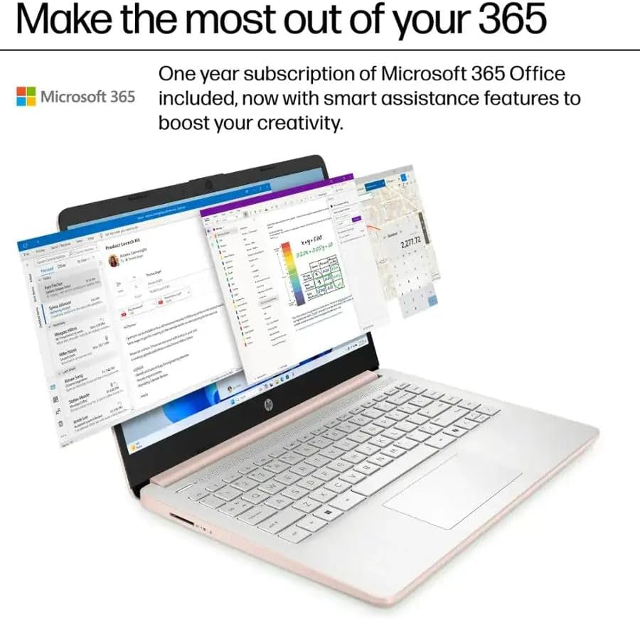 HP 14 Ultrabook Laptop • Intel CPU • 4GB RAM • 128GB UFS • up to 11.5 Hours Battery • Windows 11 Home • Rose Gold