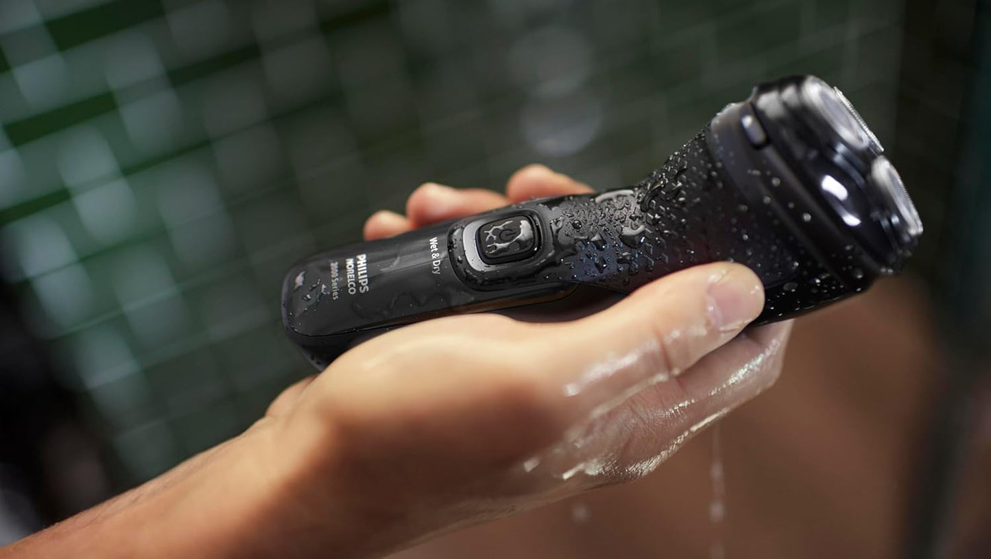 Shaver 2400 Series, Wet and Dry Electric Shaver, Pop-Up Trimmer, P-Cap, Deep Black, Model X3001/90