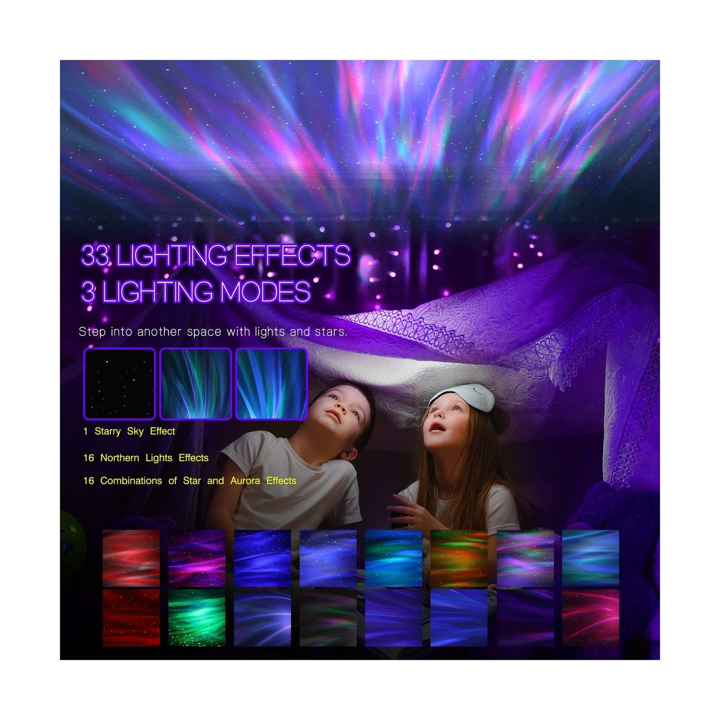 Northern Galaxy Light Aurora Projector with 33 Light Effects, Night Lights LE...