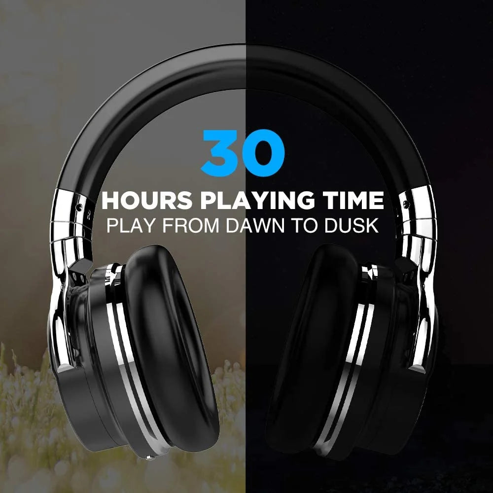 E7 Active Noise Cancelling Headphones Bluetooth Headphones with Mic Deep Bass Wireless Headphones over Ear(Black)