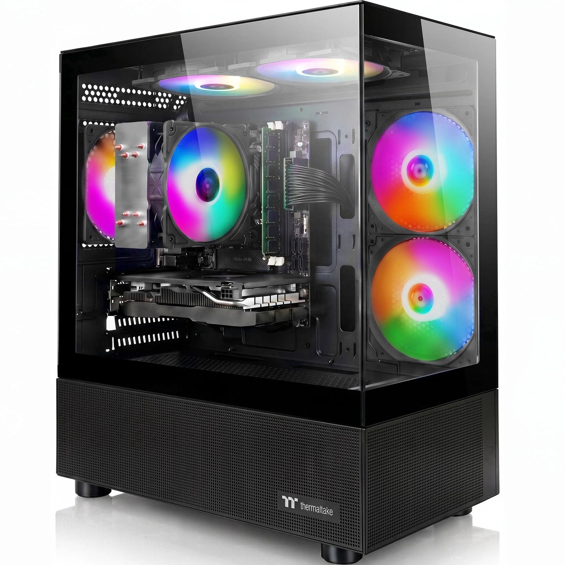 Gaming PC Desktop Computer, Intel Core I7 up to 4.0Ghz, Radeon RX 580 8G, 16G RAM, 512GB M.2 SSD, BX3 550W 80PLUS Bronze PSU, Wifi 5, RGB Fan X5, Windows 11 Home, Black PC