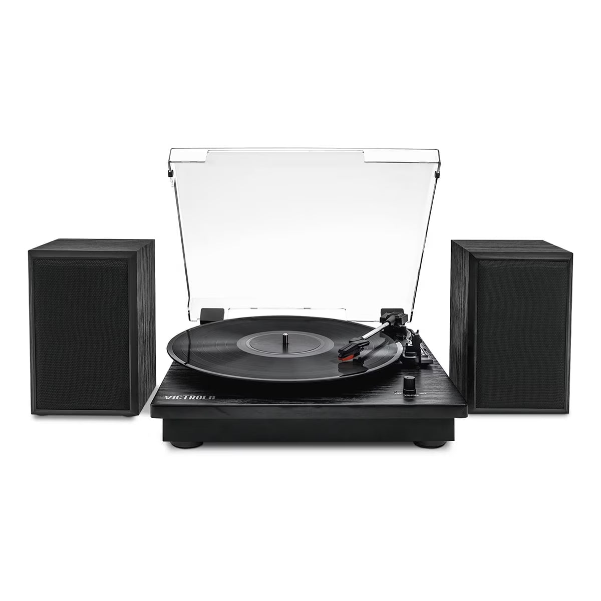 Montauk Bluetooth Turntable System with Bookshelf Speakers (Black)