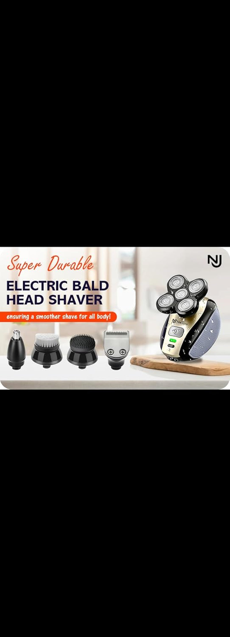 5 in 1 Electric Shaver Bald Head Shaver Head Shavers for Bald Men Electic Razor Waterproof IPX7 Cordless Rechargeable Trimmer for Nose Ear Face Body Hair Wet Dry Men Head Grooming Kit Hair Clippers