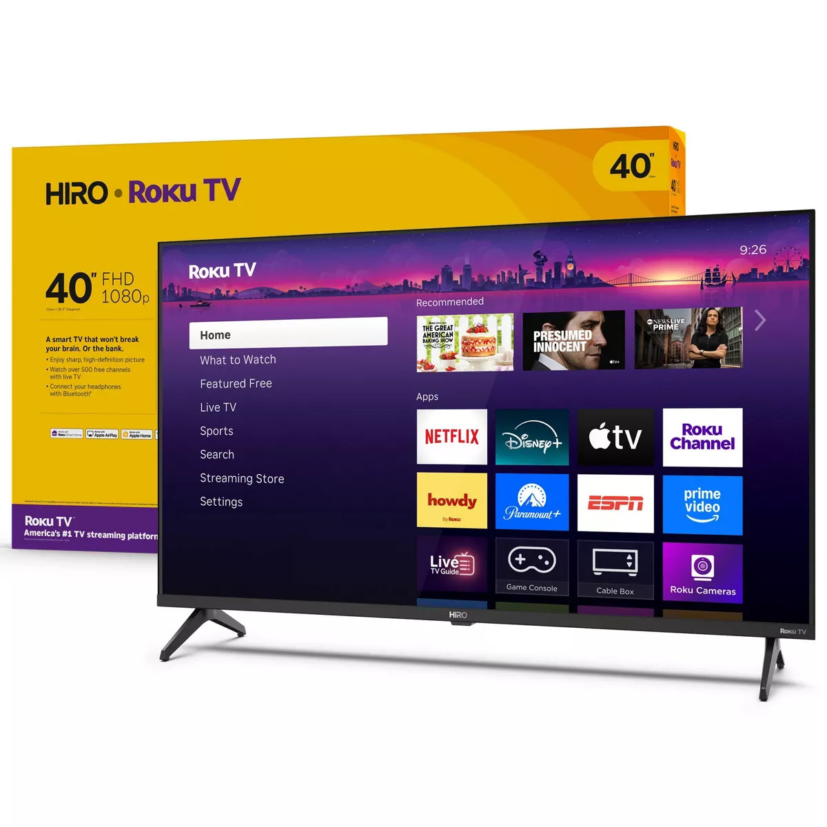 Hiro Roku TV 40" 1080P Full HD Smart TV Flat Screen LED Television with Roku TV and Dolby Audio for Streaming