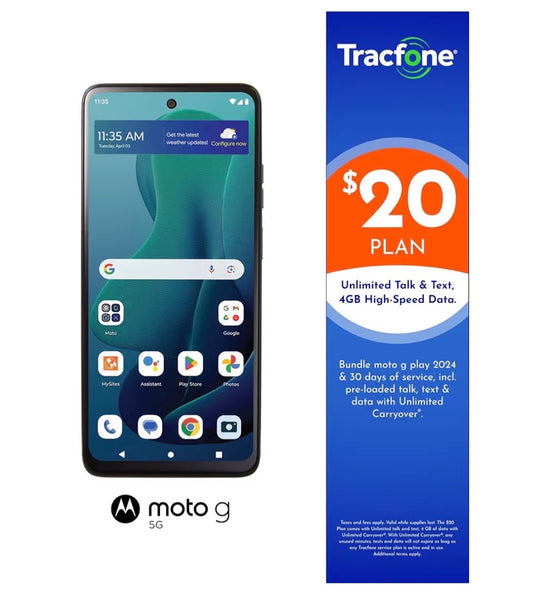 Tracfone Motorola Moto G 5G 2024 Locked Prepaid 128GB $20 Unlimited Talk NEW