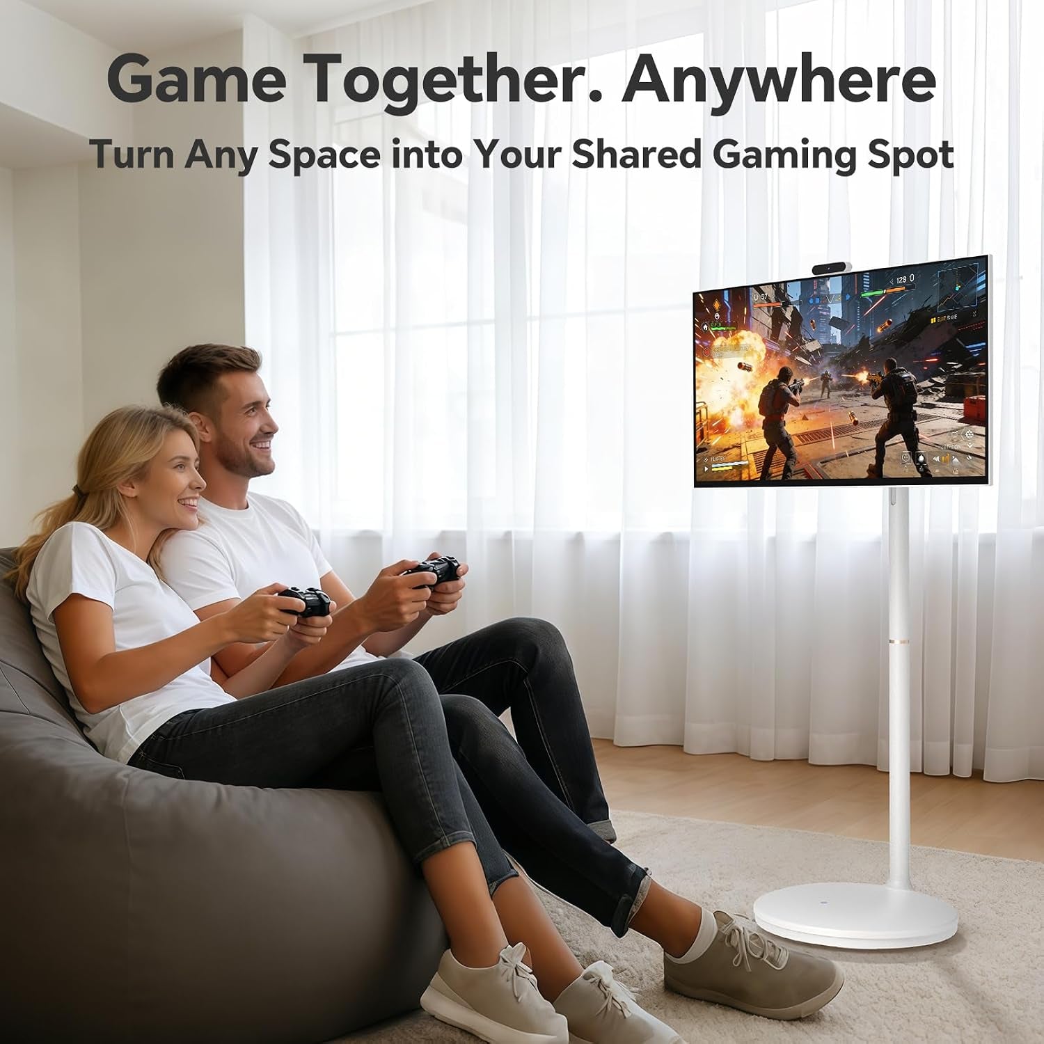 27" FHD Smart Portable TV on Wheels
