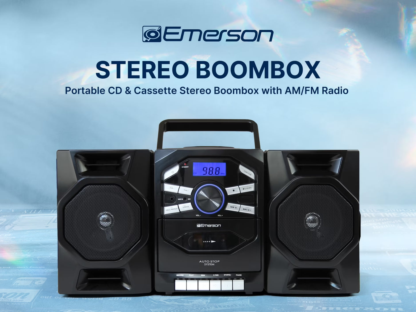 EPB-4000 Portable CD & Cassette Stereo Boombox with AM/FM Radio, Black