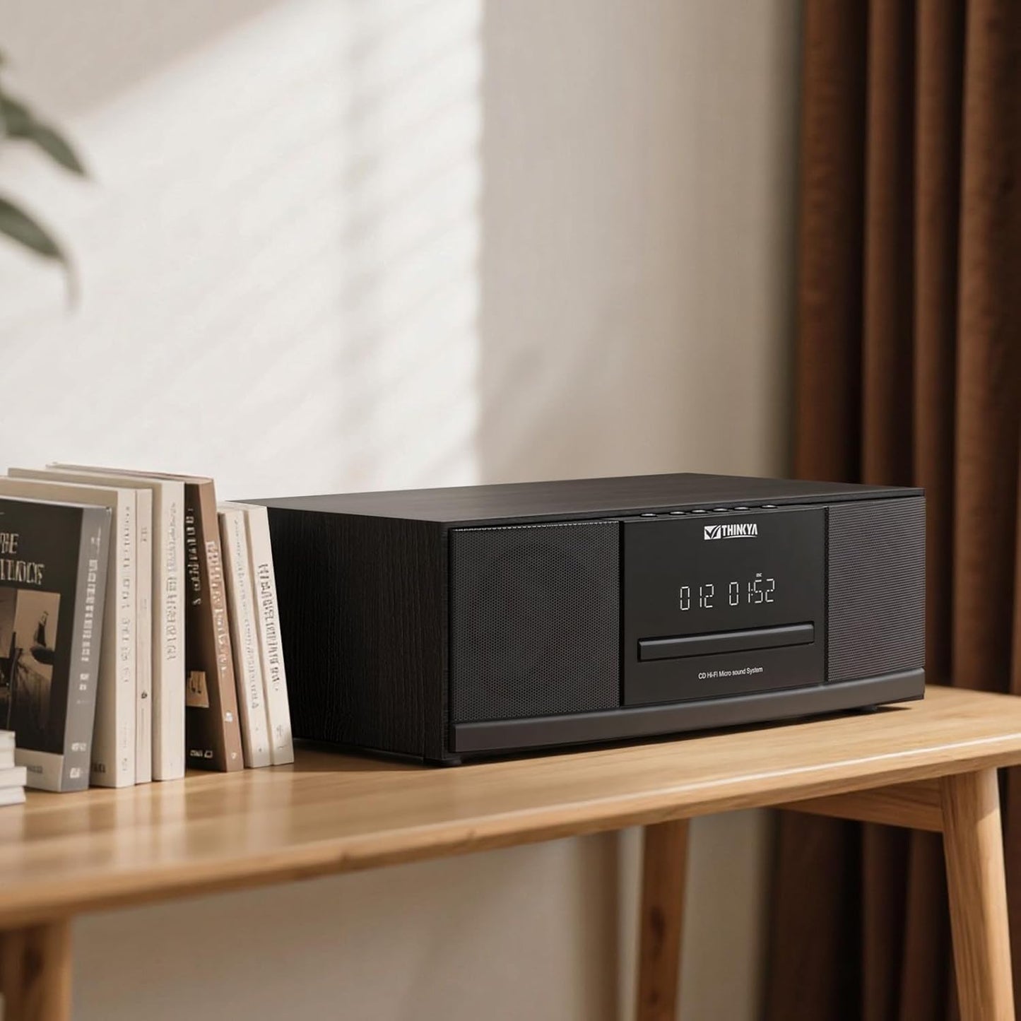 Bluetooth CD Player for Home Stereo System with FM Radio, Remote Control | 36W RMS Clear Stereo Sound, USB/AUX Input, Retro Wooden Design, Ideal Gift for Seniors & Music Lovers (No Clock or Alarm)