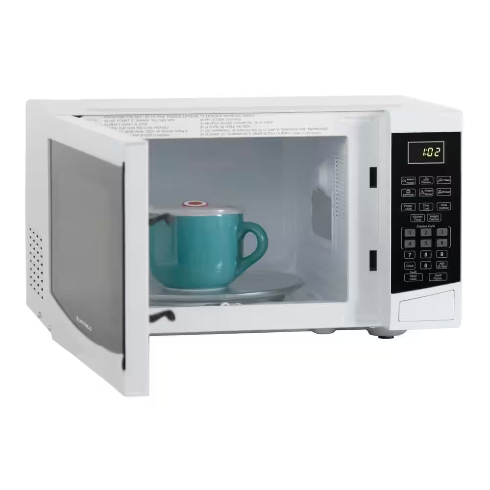 19 In. Width 0.9 Cu. Ft. White 900 Watt Countertop Microwave