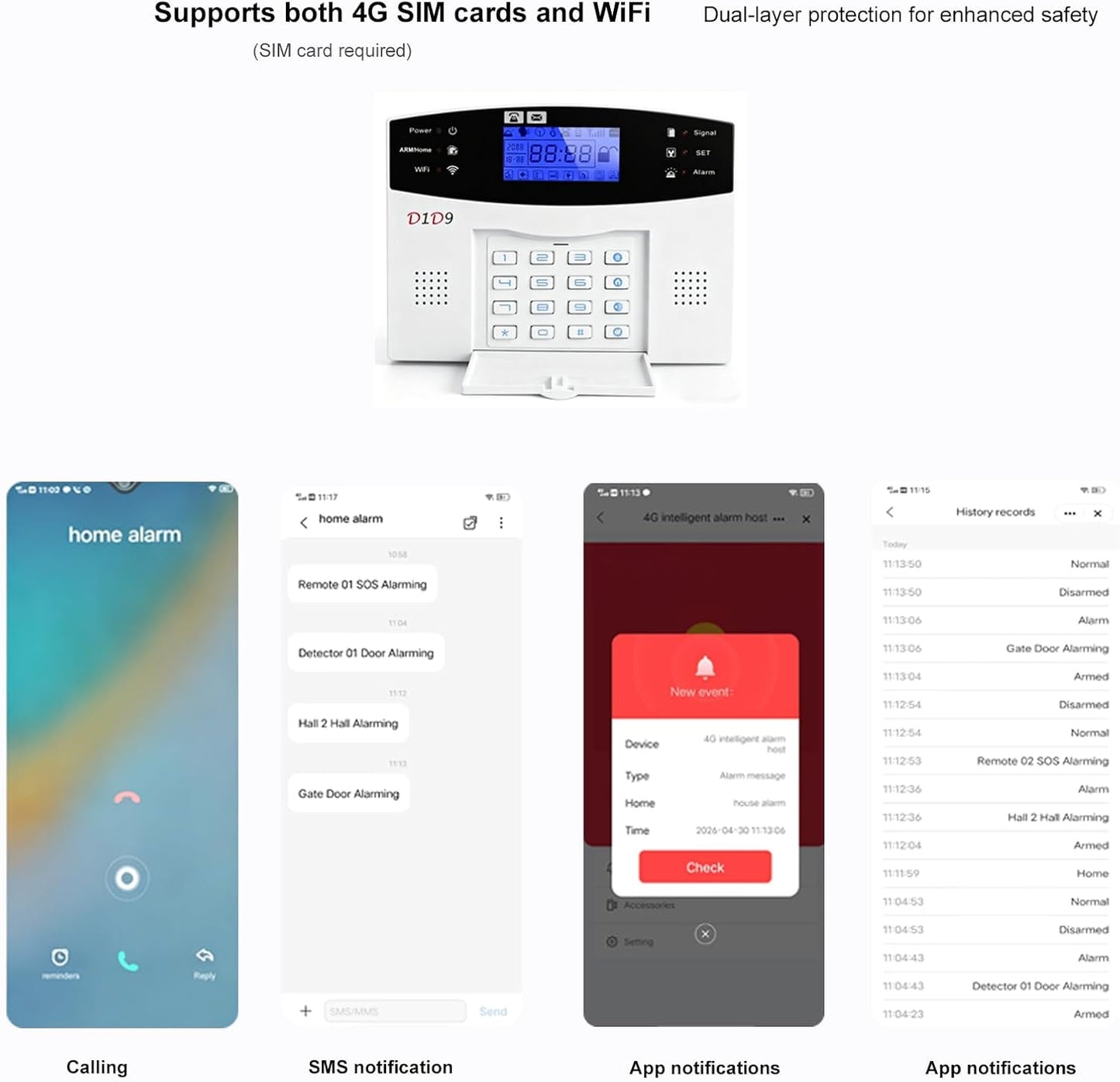 24Pcs Wireless DIY Home Burglar Alarm System, 4G Wifi GSM, No Monthly Fee,Home Security with App Alert