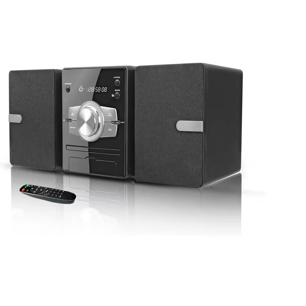 30W Hifi Home Stereo System-Cd Player, FM Radio, Bluetooth, AUX/USB, Earphone Jack, Remote Control