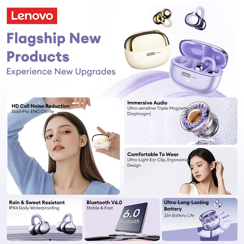 LE302 Wireless Bluetooth 6.0 Headset Long Battery Life Sports Ear Clip Earphones HIFI Stereo Noise Cancelling Headphones