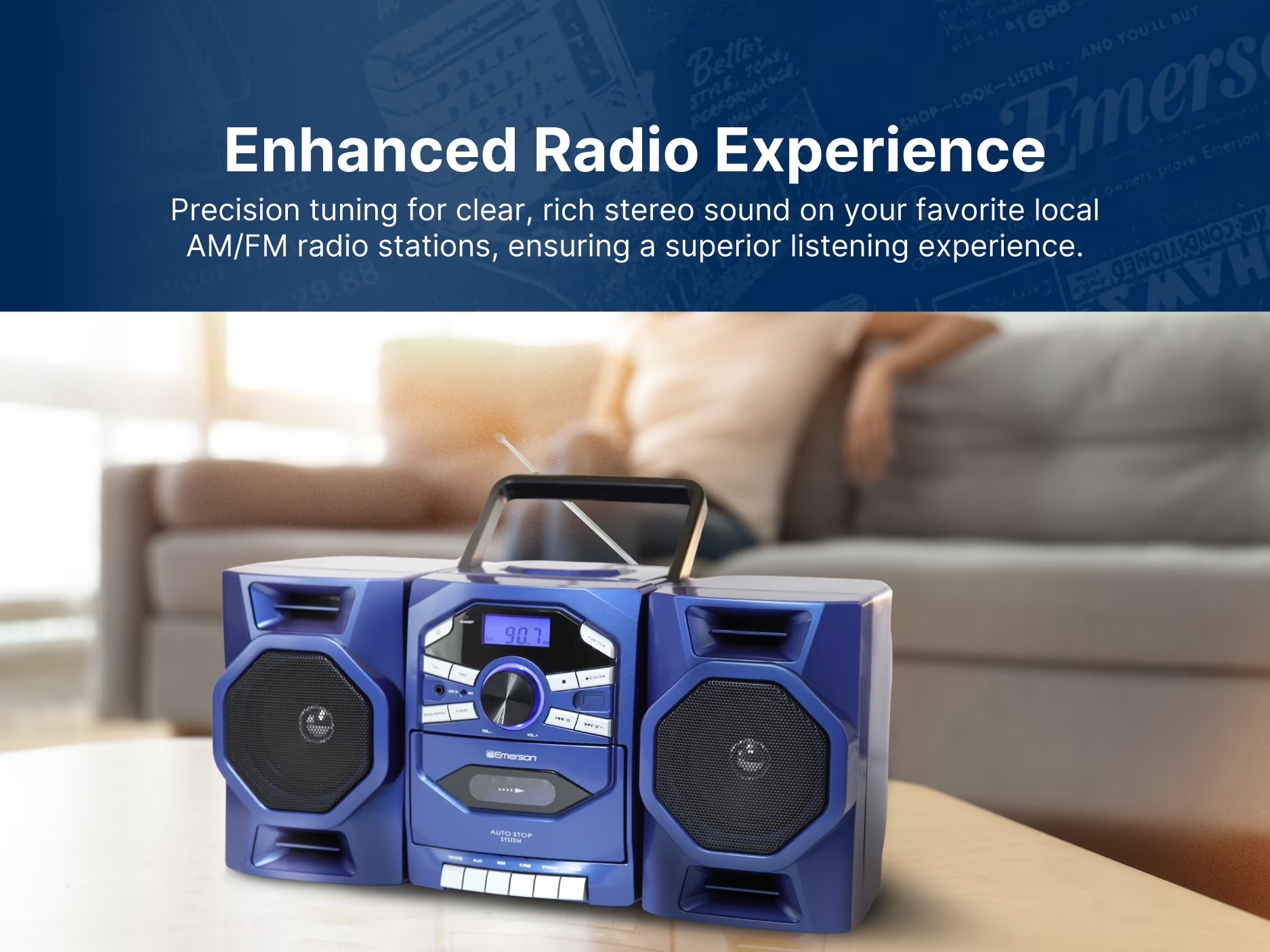 EPB-4000 Portable CD & Cassette Stereo Boombox with AM/FM Radio, Black