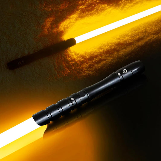 Dueling Lightsaber Smooth Swing Light Sabers |FX Loud Sound Sabers with 3 Vivild Movie Fonts,Blaster,Foc Metal Hilt for Adults Boys Teens Heavy-Duty, USB-DC Recharge(Orange)