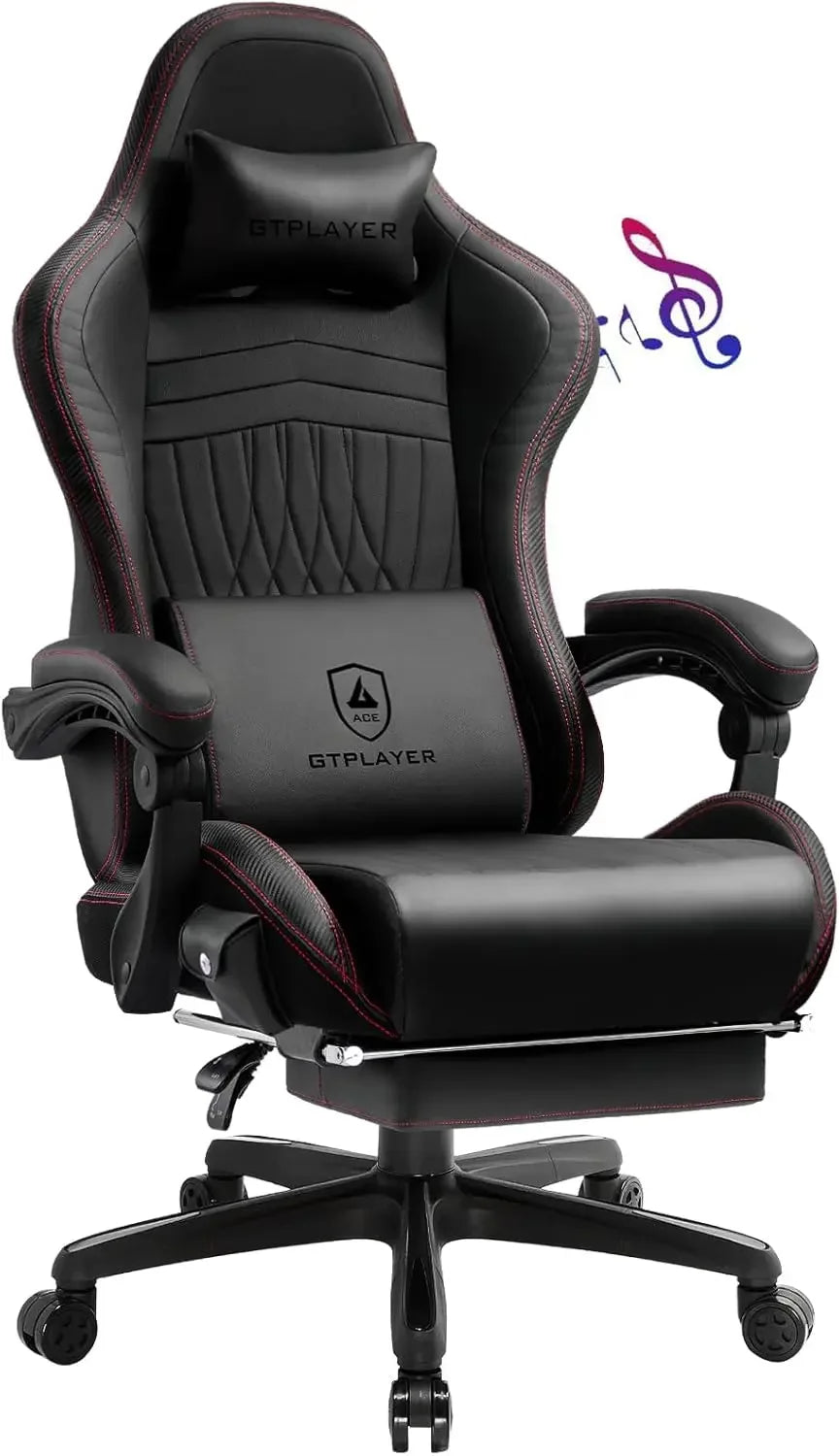 GTPLAYER Gaming Chair, Computer Chair with Footrest and Bluetooth Speakers, High Back Ergonomic Gaming Chair, Reclining Gaming C