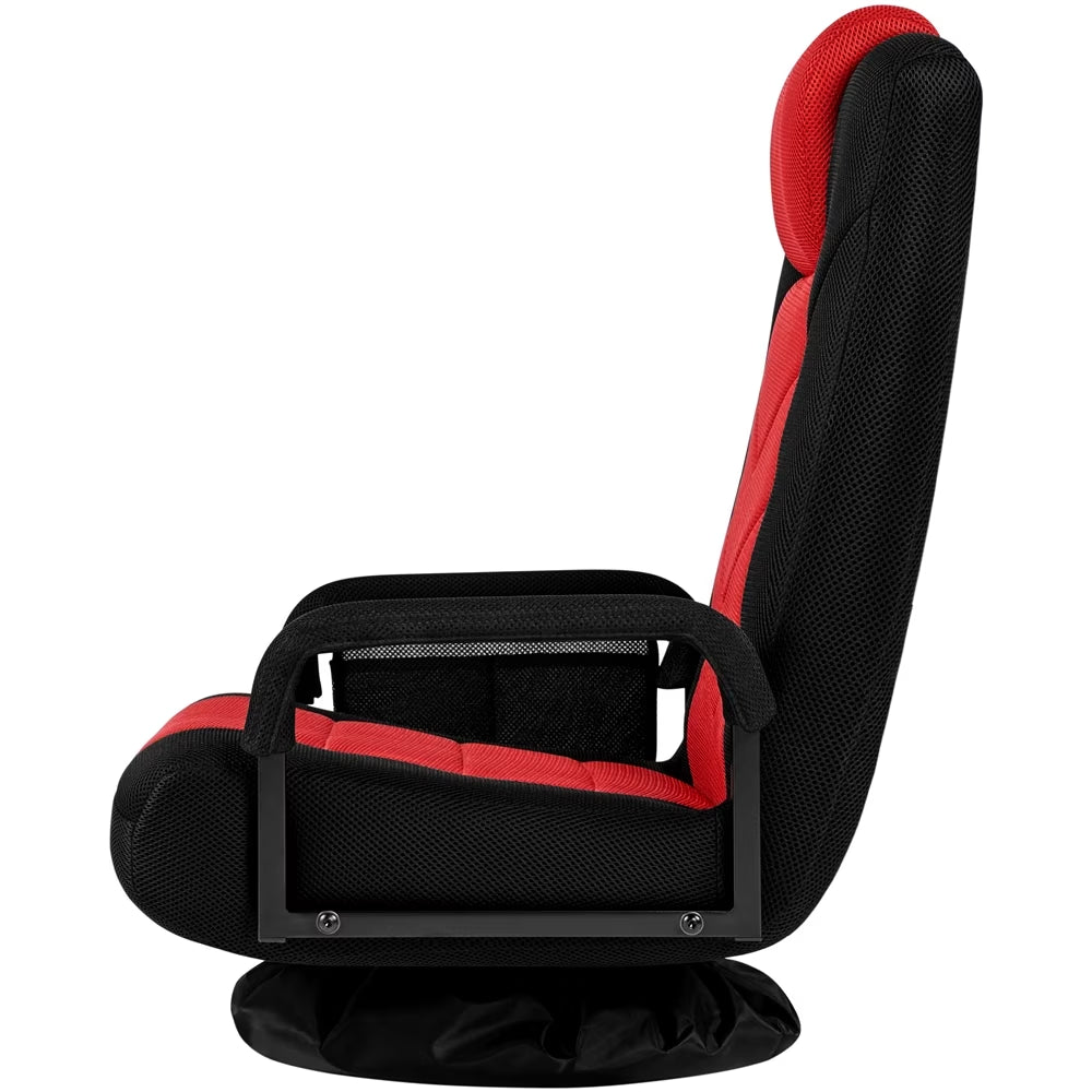 Swivel Floor Gaming Chair with Adjustable Backrest, Black/Red