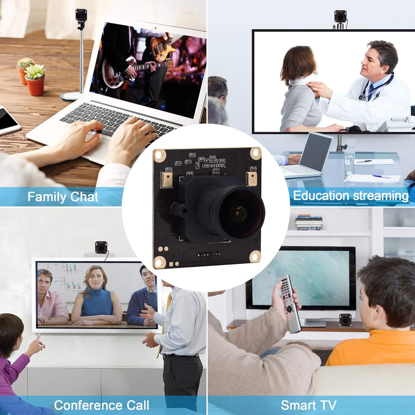 4K USB Camera Module Wide Angle with Microphone 170Degree Fisheye Lens Audio Video Webcam Board for Computer Mini UVC USB2.0 PC Camera Industrial USB with Camera IMX317 Lightburn Camera