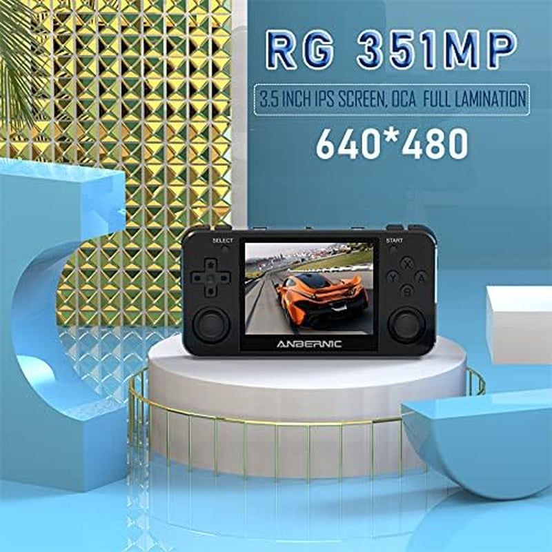 RG351M Retro Game Console,Wifi Built-In Online Sparring, Handheld Game Console with 64G TF Card 2500 Classic Games, Portable Game Console 3.5 Inch IPS Screen Happy Time with Kids (Gray)