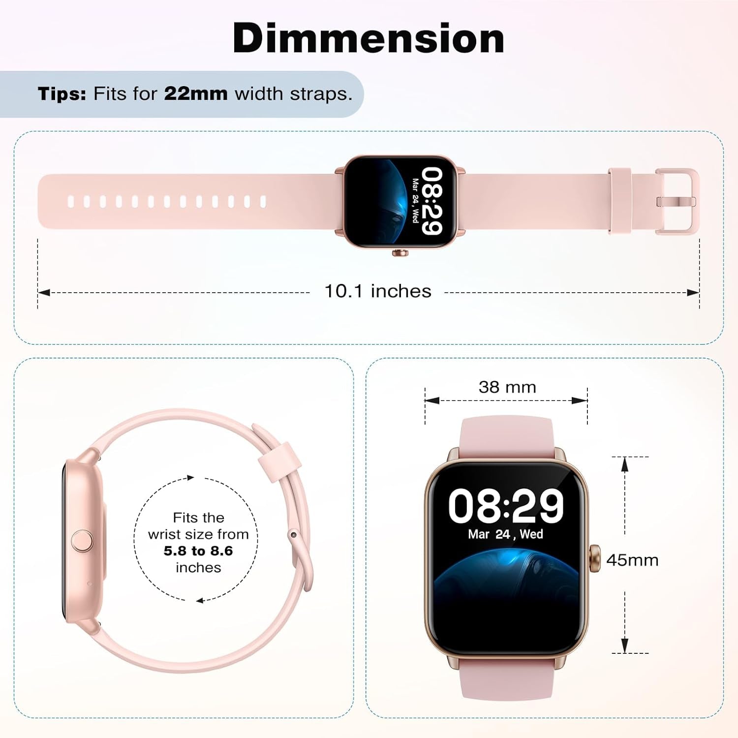 Smart Watch for Women,1.8” Touchscreen, Bluetooth Call, Alexa Built-In,24/7 Heart Rate Spo2 Monitor,Step Counting,Sleep Tracking, IP68 Waterproof Fitness Tracker Watch for Android Iphone