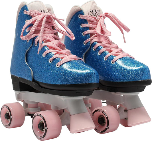 Adjustable Kids Roller Skates, Sizes 12-3 & 3-7 US, Indoor & Outdoor Roller Skates, Comfortable Lace-Up Design for Beginners, Fun Gift for Girls, Toddler Quad Skates for Youth & Teens