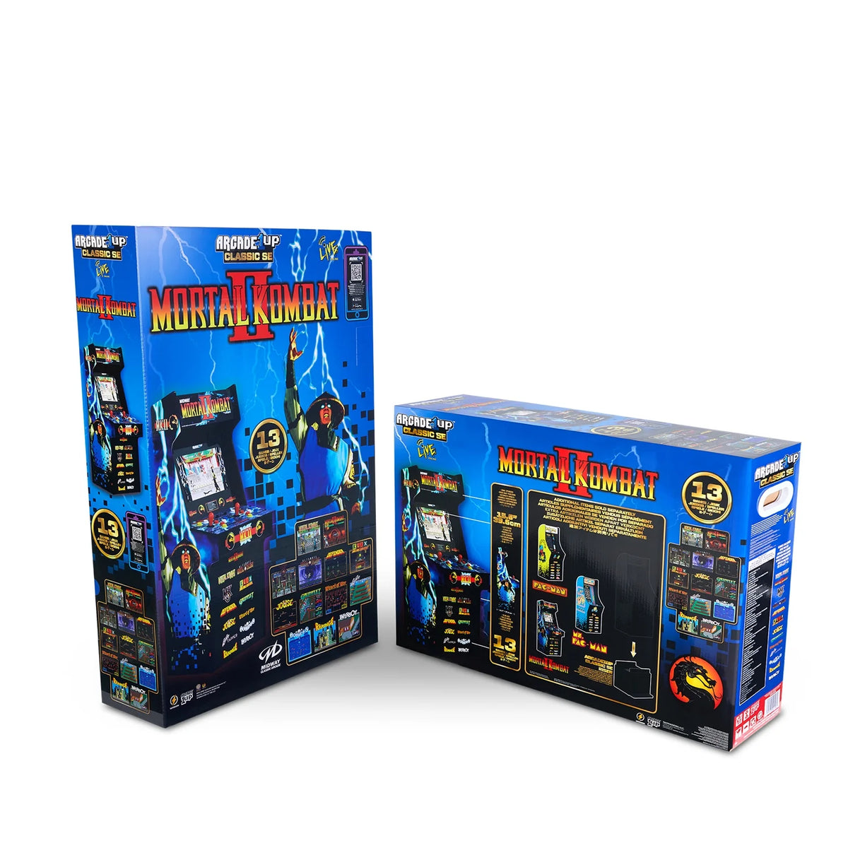 Mortal Kombat II Classic SE Arcade Machine – 4 - Foot Cabinet, 13 Classic Video Games, 15.6” IPS Display, Easy Assembly, Perfect for Home Gaming