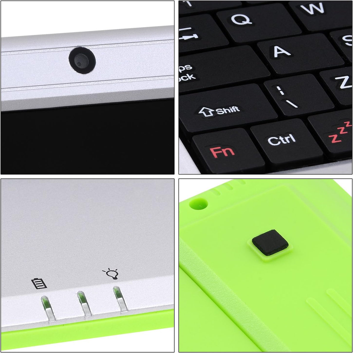 7 Inch Portable Mini Computer Laptop PC Netbook for Kids Android 12 Quad Core 32GB Wifi Built in Camera Youtube Flash Player (Green)