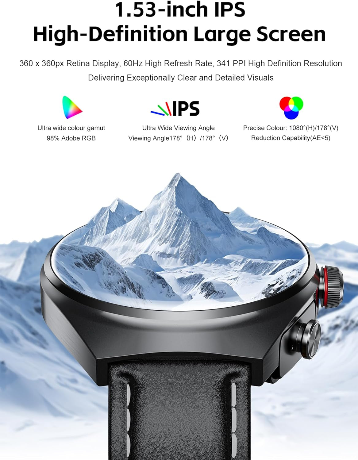 Smart Watch with Earbuds for Android Iphone,Round 1.53”HD Big Screen (Make/Answer Calls) Fitness Tracker,All-In-One Smartwatches Long Time Standby TWS Music Watch for Men Women