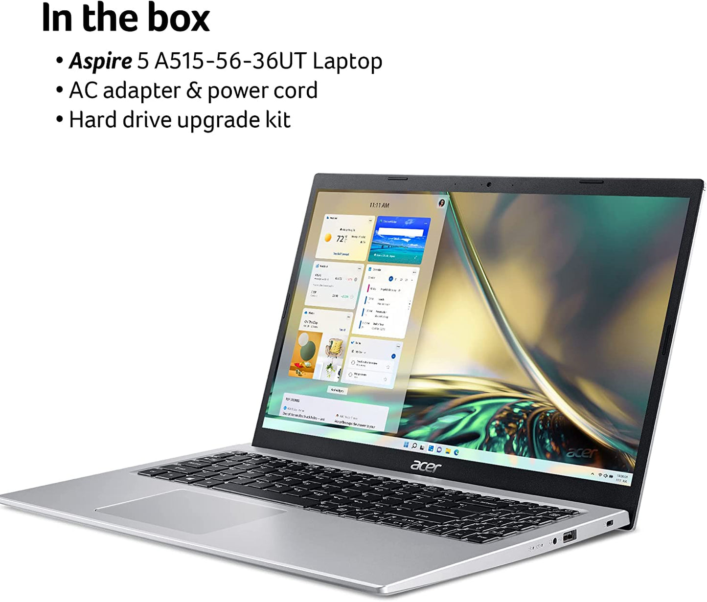 A515-56-36UT Aspire 5, 15.6" Full HD Display, 11Th Gen Intel Core I3-1115G4 Processor, 4GB DDR4, 128GB Nvme SSD, Wifi 6, Windows 11 Home (S Mode)