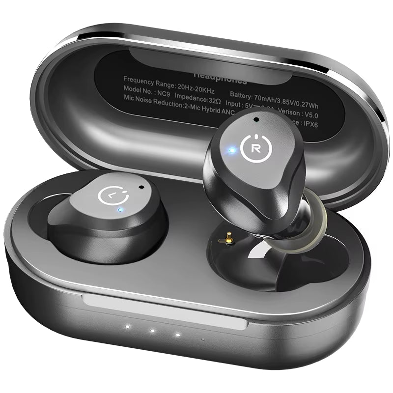 ANC True Wireless Earbuds in Ear Sport Headsets Mics Hifi Sound Bass Stereo Bluetooth Earphone Calls Noise Cancelling
