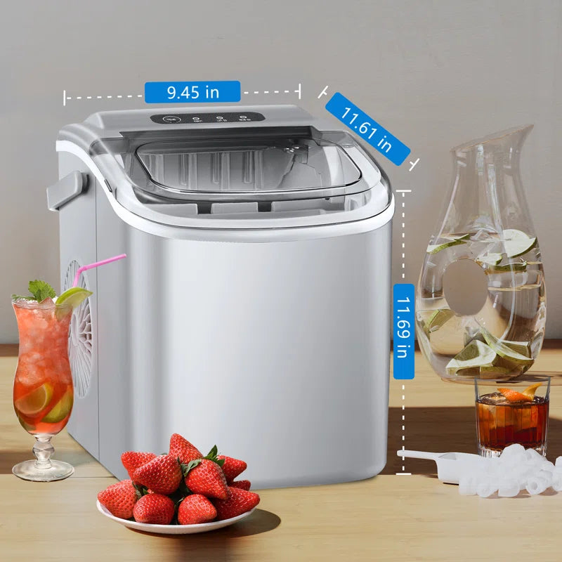 Countertop Ice Maker Ice Machine with Handle,Self-Cleaning Ice Makers, 26Lbs/24H, 9 Ice Cubes Ready in 6 Mins for Home/Kitchen/Bar/Party/Camping