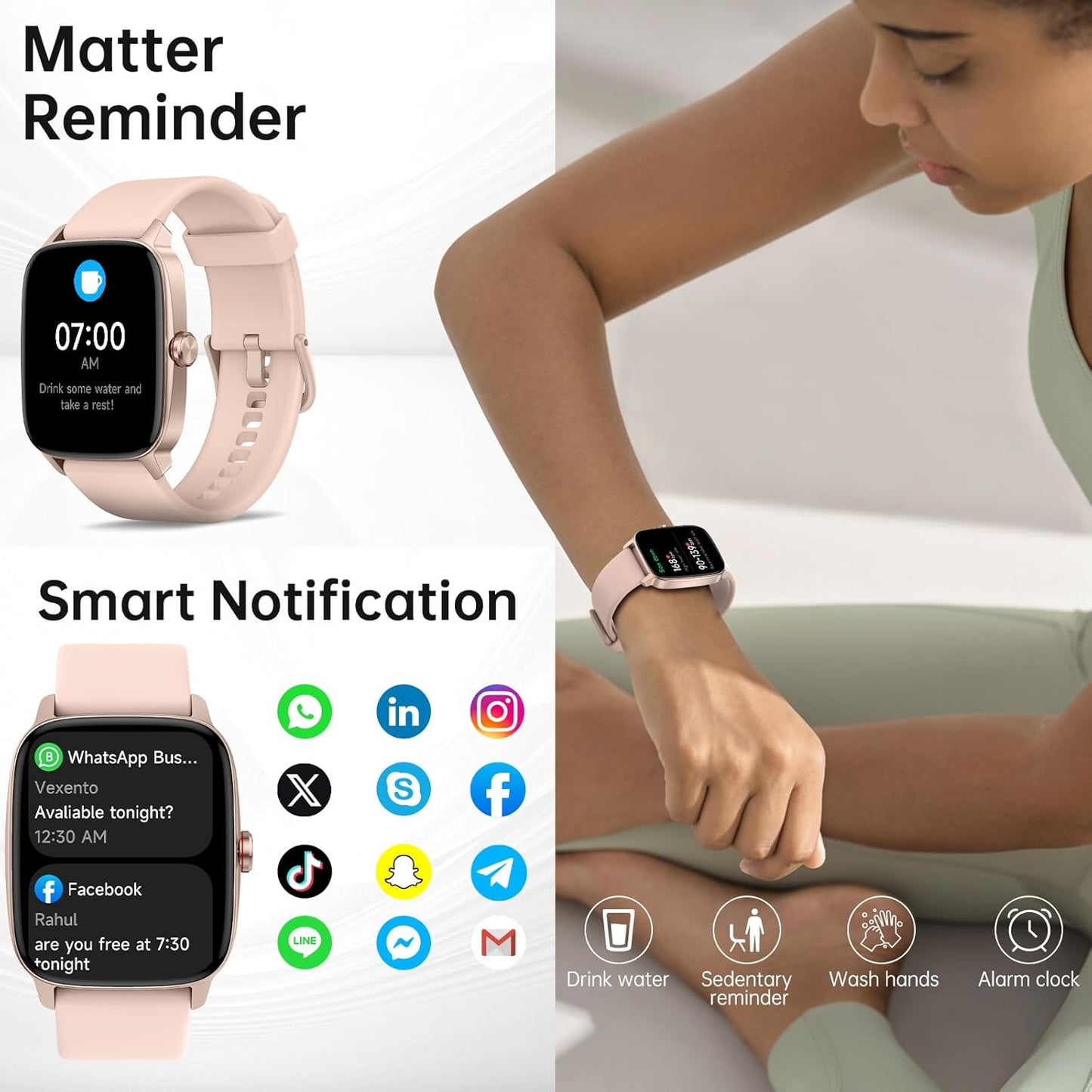 Smart Watch for Men Women with Bluetooth Call & AI Voice, 1.85" HD Fitness Tracker with Heart Rate Spo2 Sleep Monitor, 100+ Sports Modes, Mini Games, IP68 Waterproof Smartwatch for Android Ios Phones