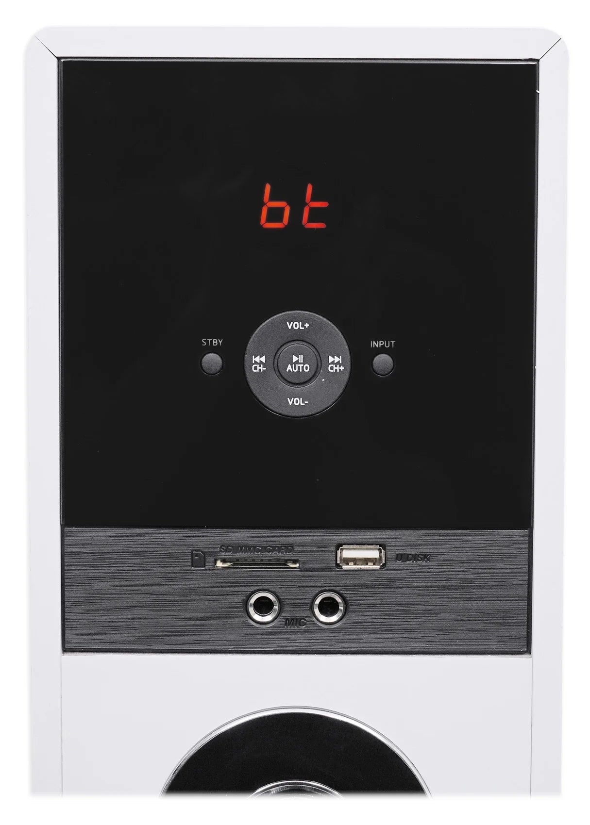 TM80W White Powered Home Theater Tower Speakers 8" Sub/Bluetooth/Usb