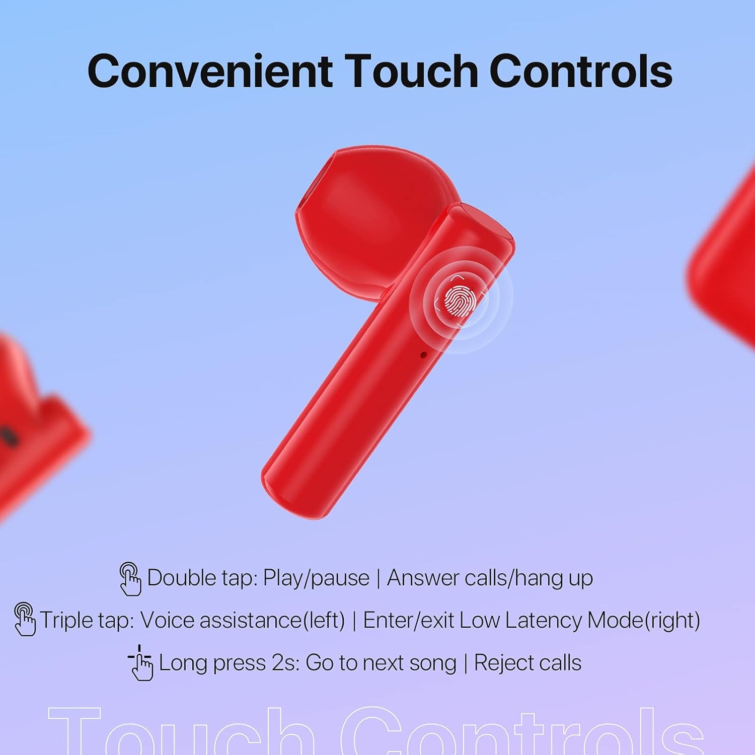 Wireless Earbuds, Airbuds U Wireless Headphones with Microphones, Bluetooth 5.1 Earphones In-Ear, Touch Control Bluetooth Earbuds, 24H Playing Time for Work, Home Office