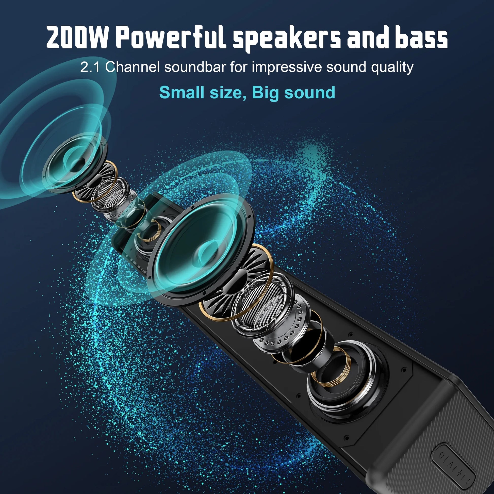 Sound Bar for TV, 200W Peak Power Dolby Atmos Soundbar with Subwoofer, 2.1 CH 3D Surround Home Audio TV Speakers with Remote Control, Bluetooth 5.3/Hdmi-Arc/Aux/Opt