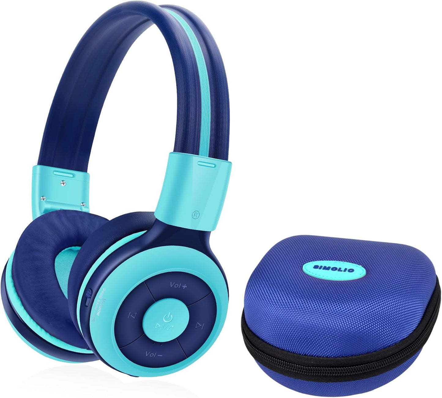 Kids Bluetooth Headphones with Microphone and 75Db,85Db,94Db Volume Limit, Foldable Lightweight & Adjustable, Wireless Headphones for Kids Boys Girls Children Tablet Ipad Blue
