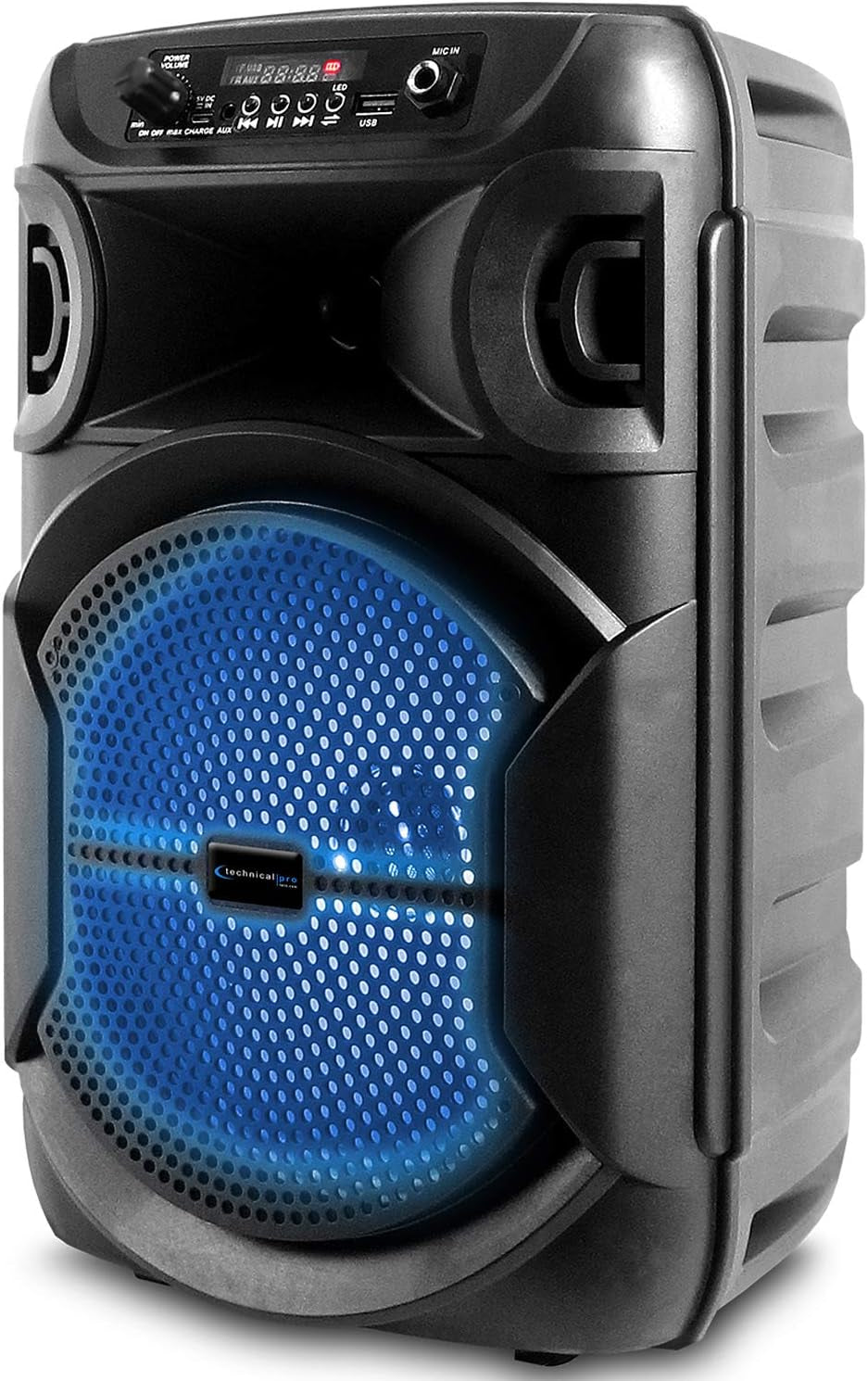 8 Inch Portable 800 Watts Bluetooth Speaker with Woofer & Tweeter, Festival PA LED Speaker with Bluetooth/Usb Card, True Wireless Stereo, 30 Feet BT Range