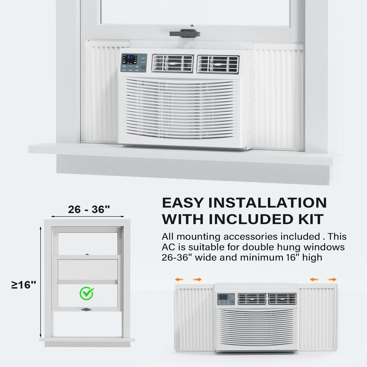 Window Air Conditioner with Heat, 8000 BTU Window AC Unit & Heater Combo with APP & Voice Smart Control, Timer Function & Easy Installation Kit, 115V/60Hz