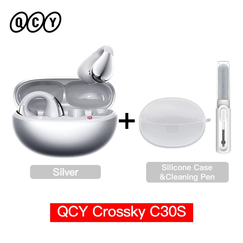 Crossky C30S Open Ear Wireless Earphones Hi-Res with LDAC Ear Clip Earbuds Bluetooth 6.0 Clip on OWS Sports Headphones 40Hrs