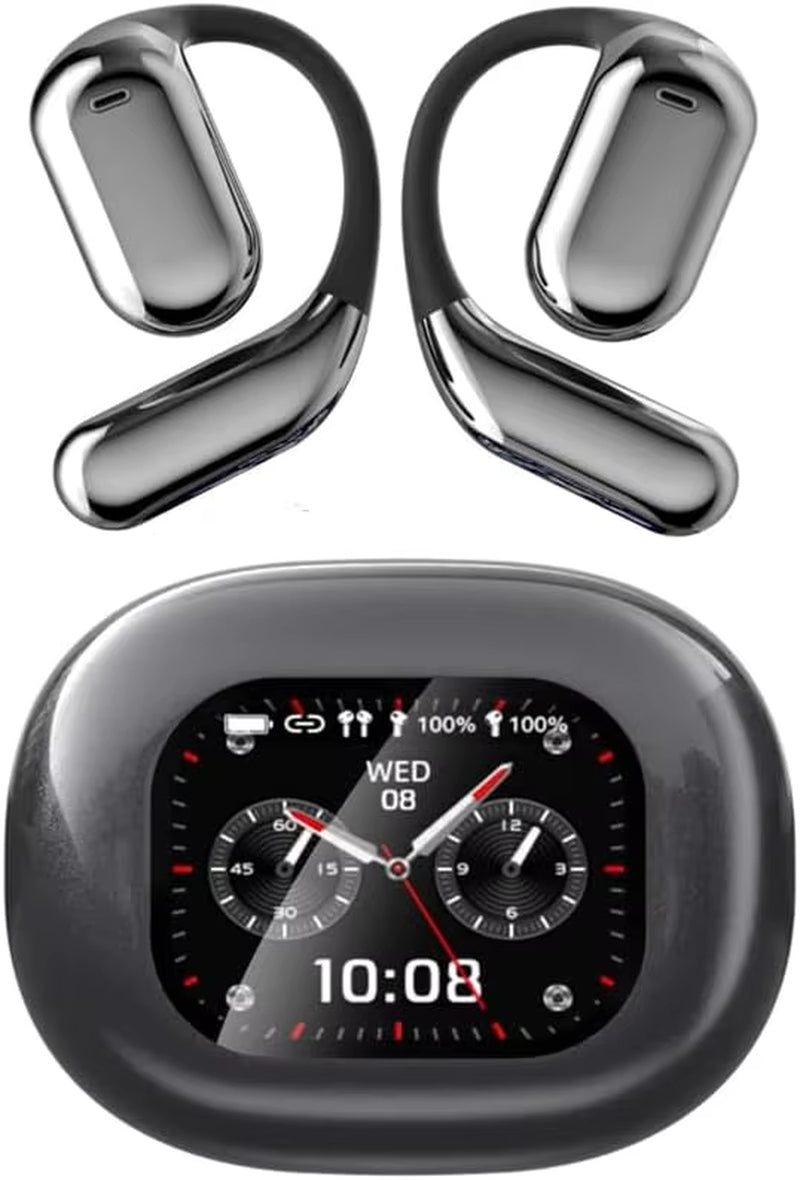 Open Ear Earbuds, Wireless Bluetooth 5.4, IPX7 Waterproof, Bone Conduction, Touch Screen, Ear Hooks, for Running & Fitness