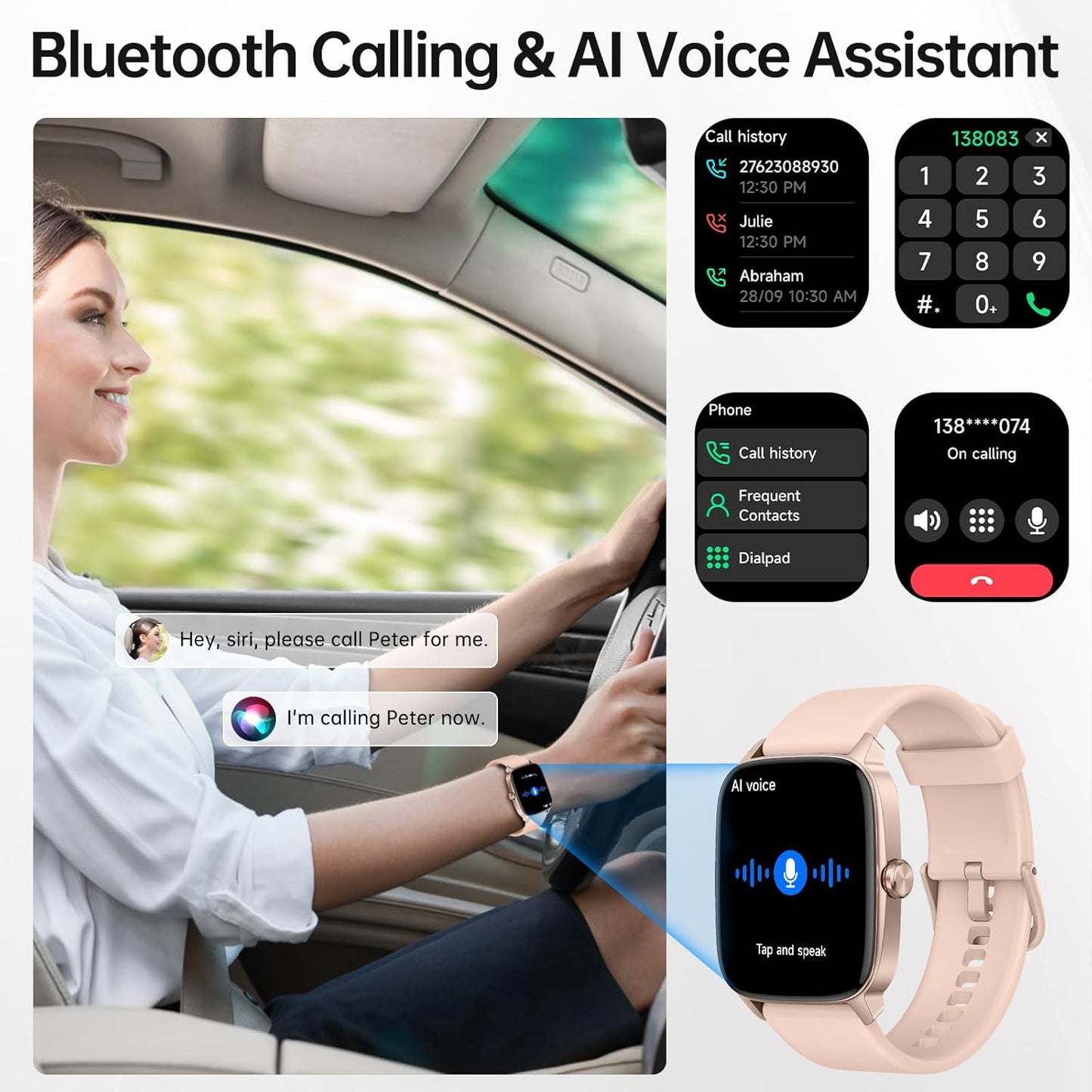 Smart Watch for Men Women with Bluetooth Call & AI Voice, 1.85" HD Fitness Tracker with Heart Rate Spo2 Sleep Monitor, 100+ Sports Modes, Mini Games, IP68 Waterproof Smartwatch for Android Ios Phones