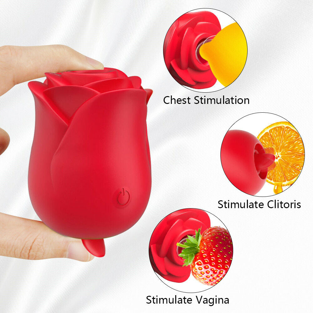 Rose Suction Vibrator Sucking Breast Pump Women Toy Nipple Sucker Rechargeable
