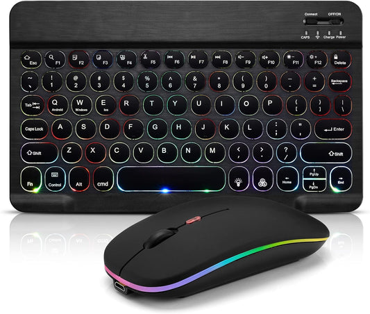 Bluetooth Keyboard and Mouse Combo for Ipad - Rechargeable Wireless Keyboard.