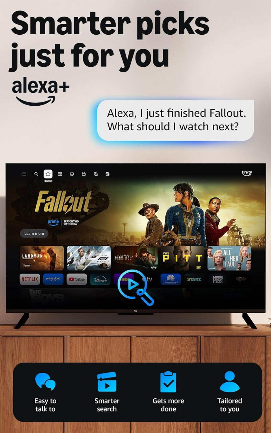 Ember 50" QLED Series with Fire TV (Newest Model), 4K Ultra HD Smart TV, HDR10+, Dolby Vision, Dolby Audio, Quad-Core Processor, Find Shows Faster with Alexa+