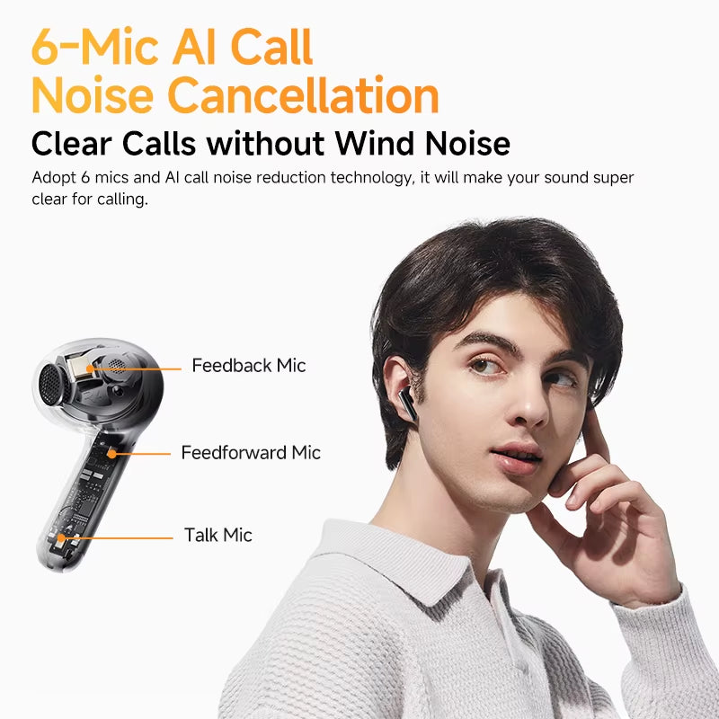HT10 Ailybuds Pro+ ANC Wireless Earphones Hi-Res Audio with LDAC 6 Mic AI HD Call Headset Bluetooth 5.3 Dual Connect Earbuds