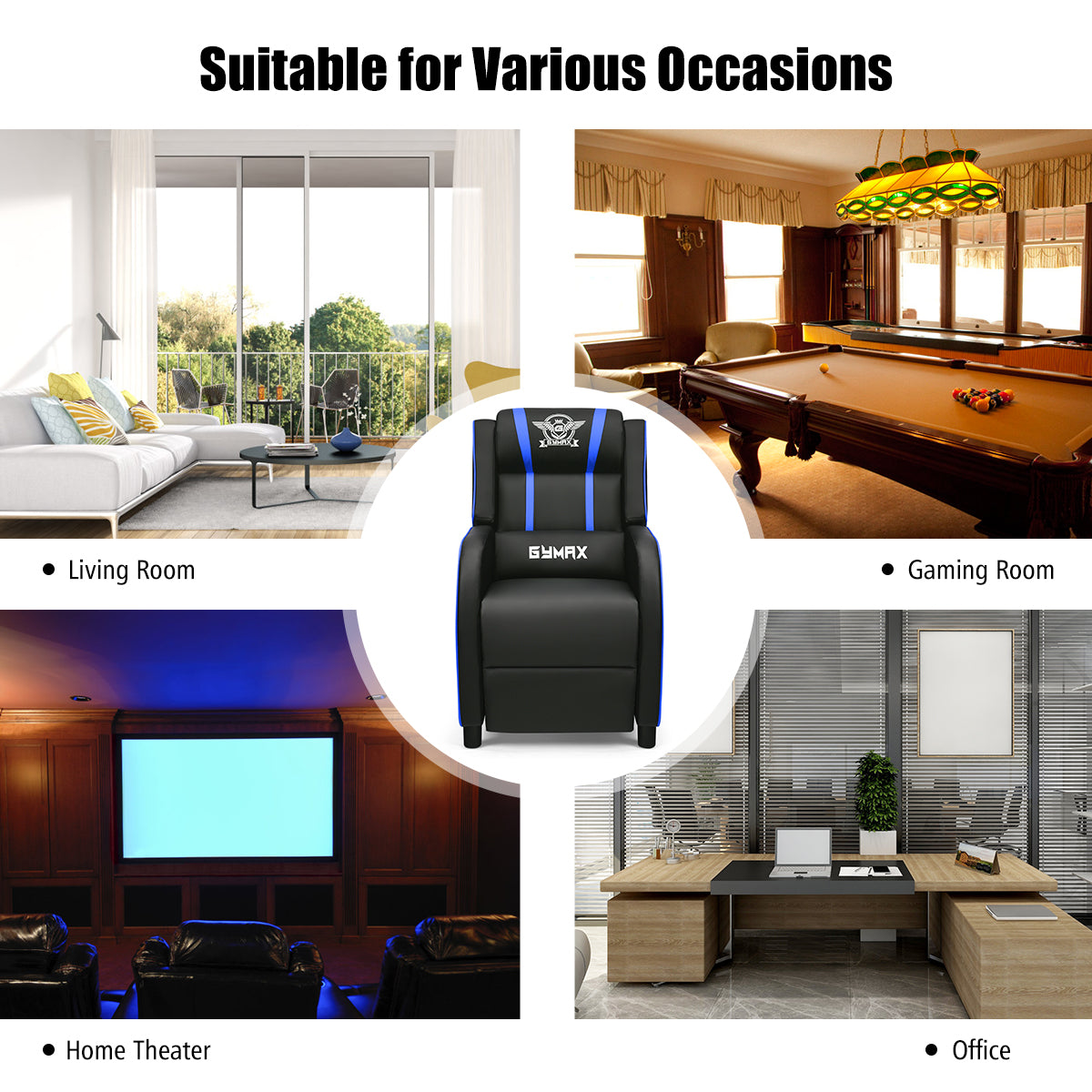 Massage Gaming Recliner Chair Racing Single Lounge Sofa Home Theater Seat