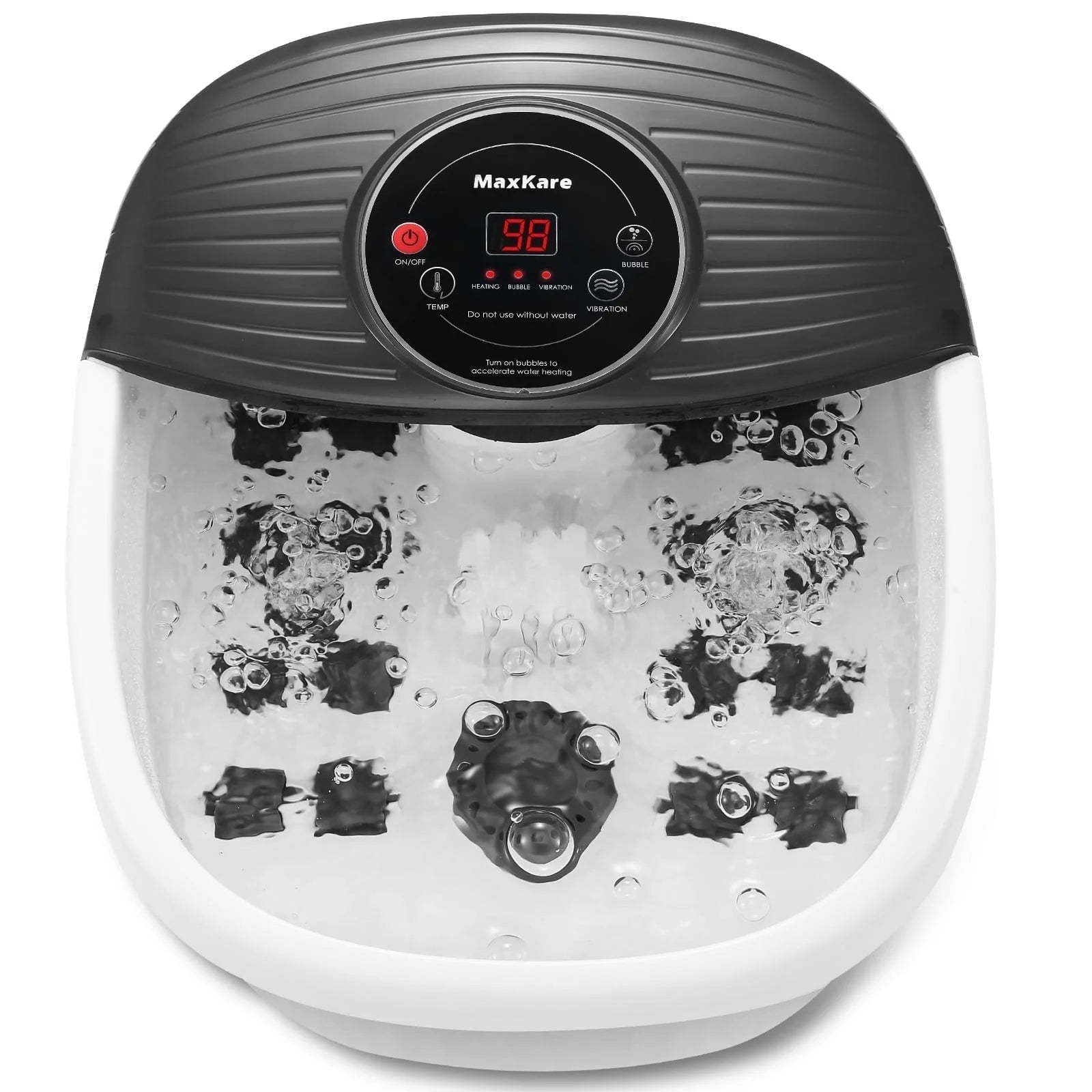 Foot Spa Bath Massager with Heat, Bubbles, and Vibration for Soothe and Comfort Feet, Black