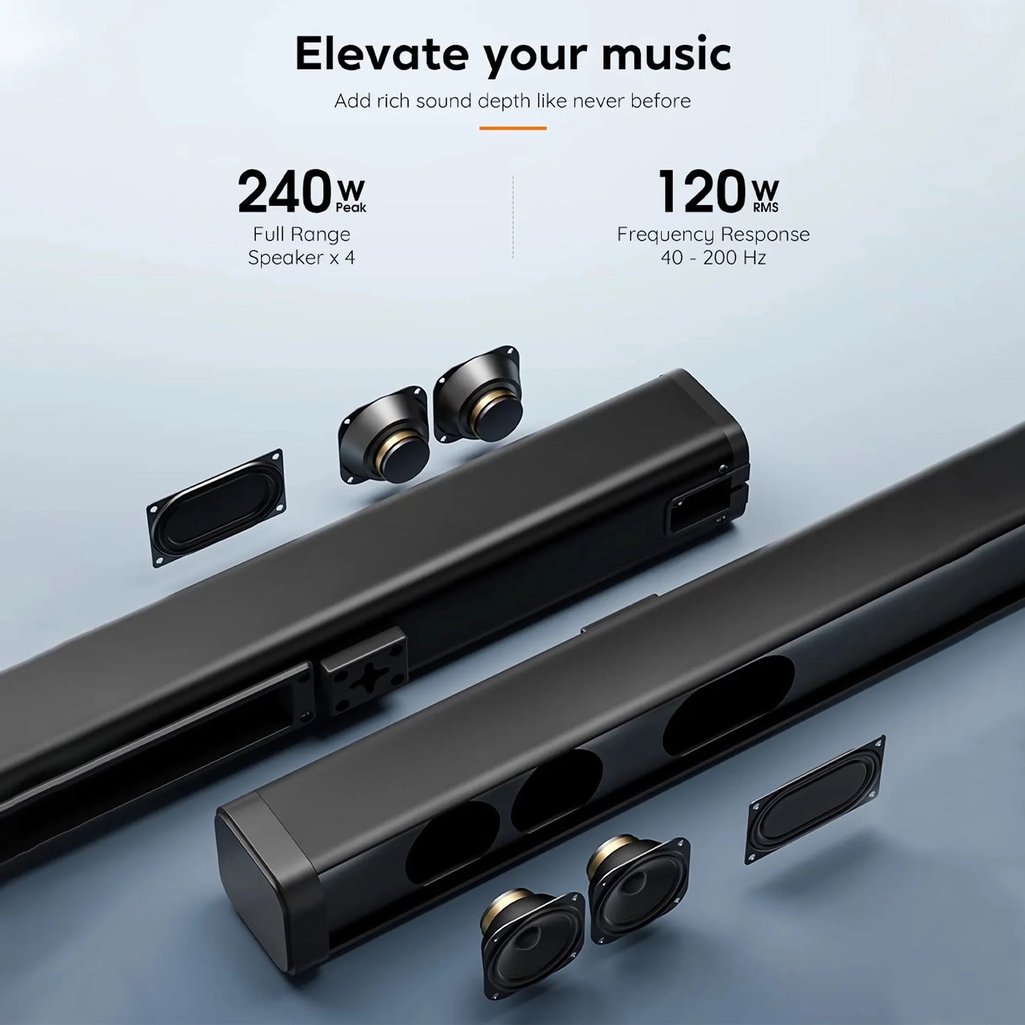 Soundbar with Subwoofer, 2.1 CH Separable Sound Bars for TV, Bluetooth/Hdmi-Arc/Aux/Opt 3D Surround Sound