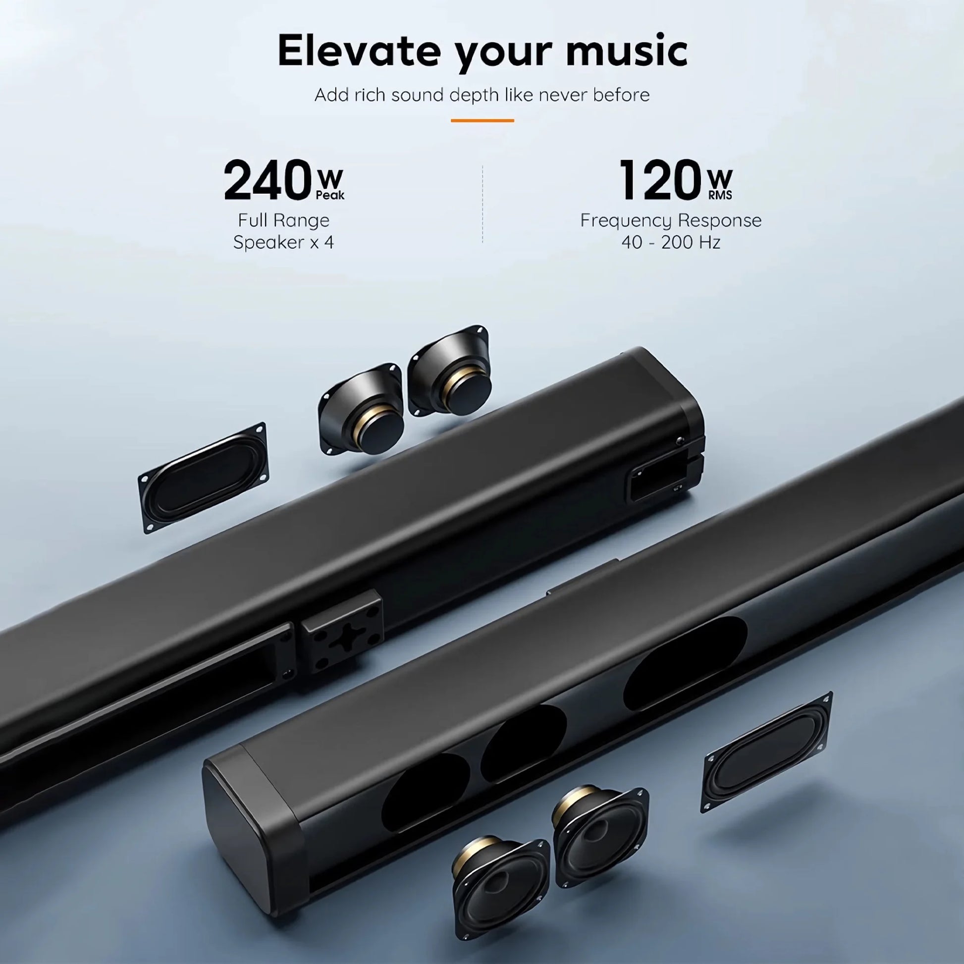 Soundbar with Subwoofer, 2.1 CH Separable Sound Bars for TV, Bluetooth/Hdmi-Arc/Aux/Opt 3D Surround Sound