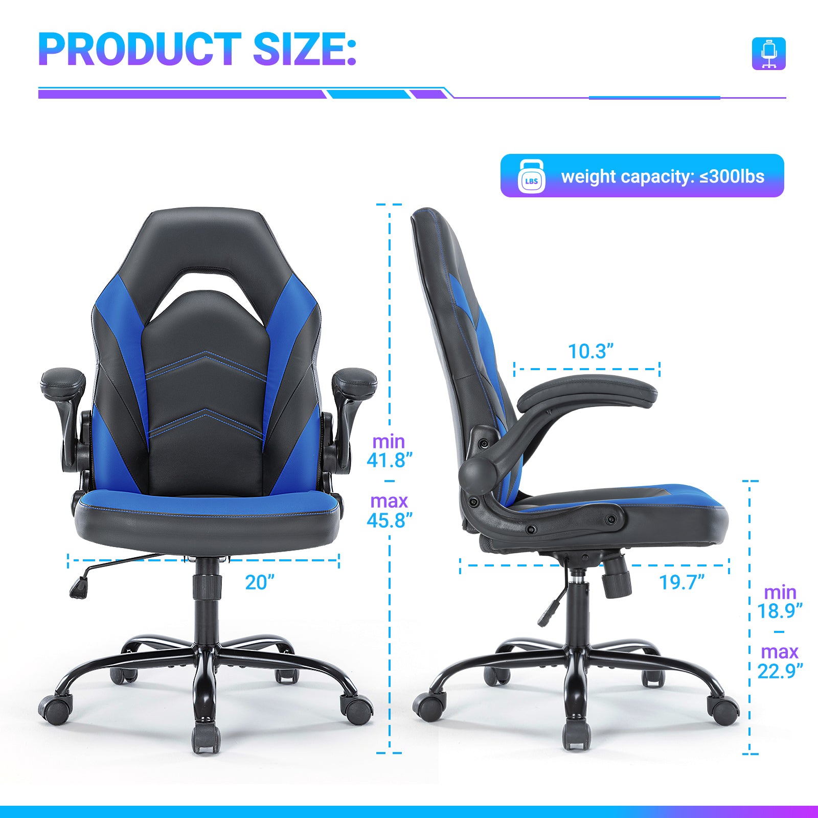 PU Leather Ergonomic Office Chair Swivel Computer Gaming Chair with Lumbar Support