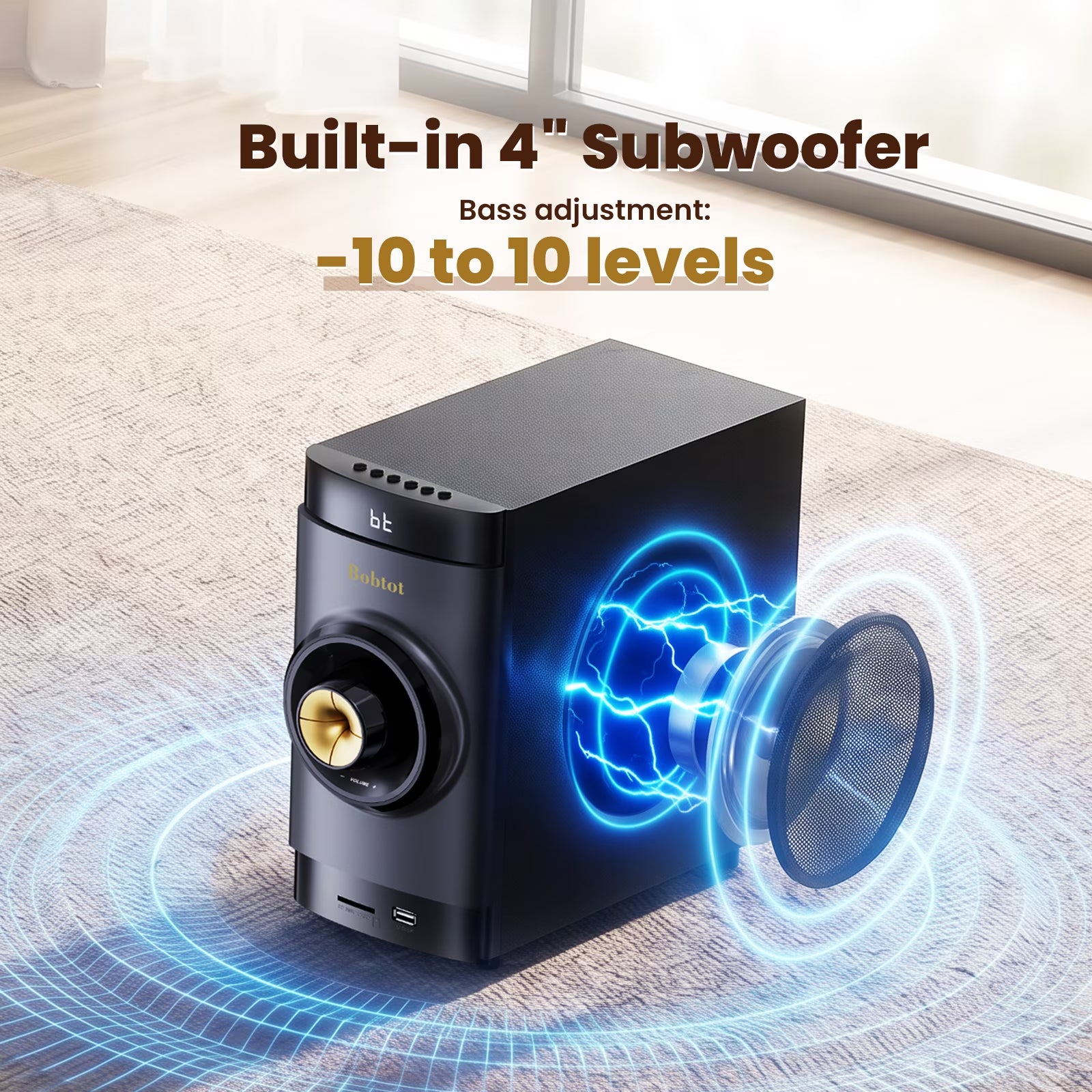 5.1 Surround Sound System,200W Bluetooth Speaker System for TV,5 Wired Speakers 4 Inch Woofer Built-In Receiver, Support ARC Optical Bluetooth Input,Home Stereo Theater Systems